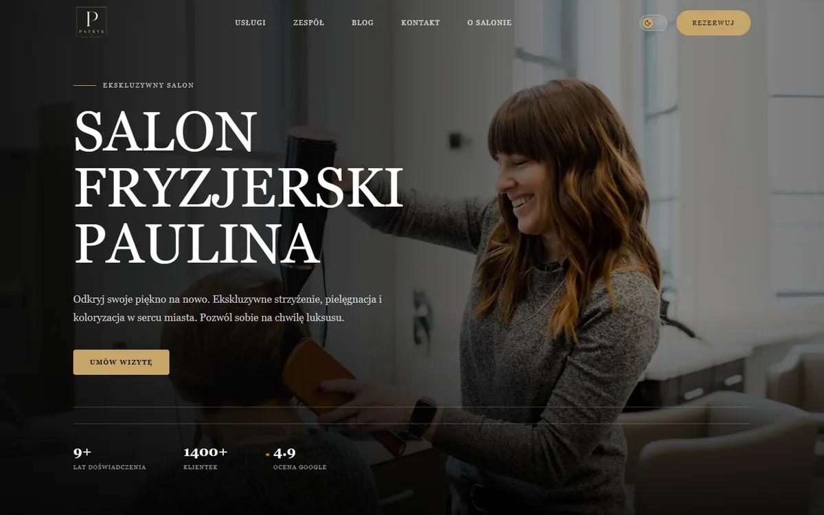 Strona główna salonu fryzjerskiego z rezerwacją online
